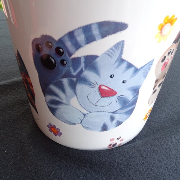 Vintage Cat Cookie Jar 9"Tx6.25"W with Paw Prints - Picture 8 of 14